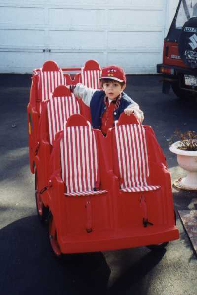 Sean in the bye bye buggie